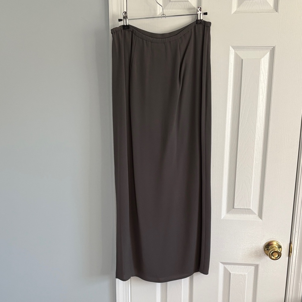 Eileen Fisher Slate Gray 100% Silk Midi Skirt Size Small - Picture 7 of 7